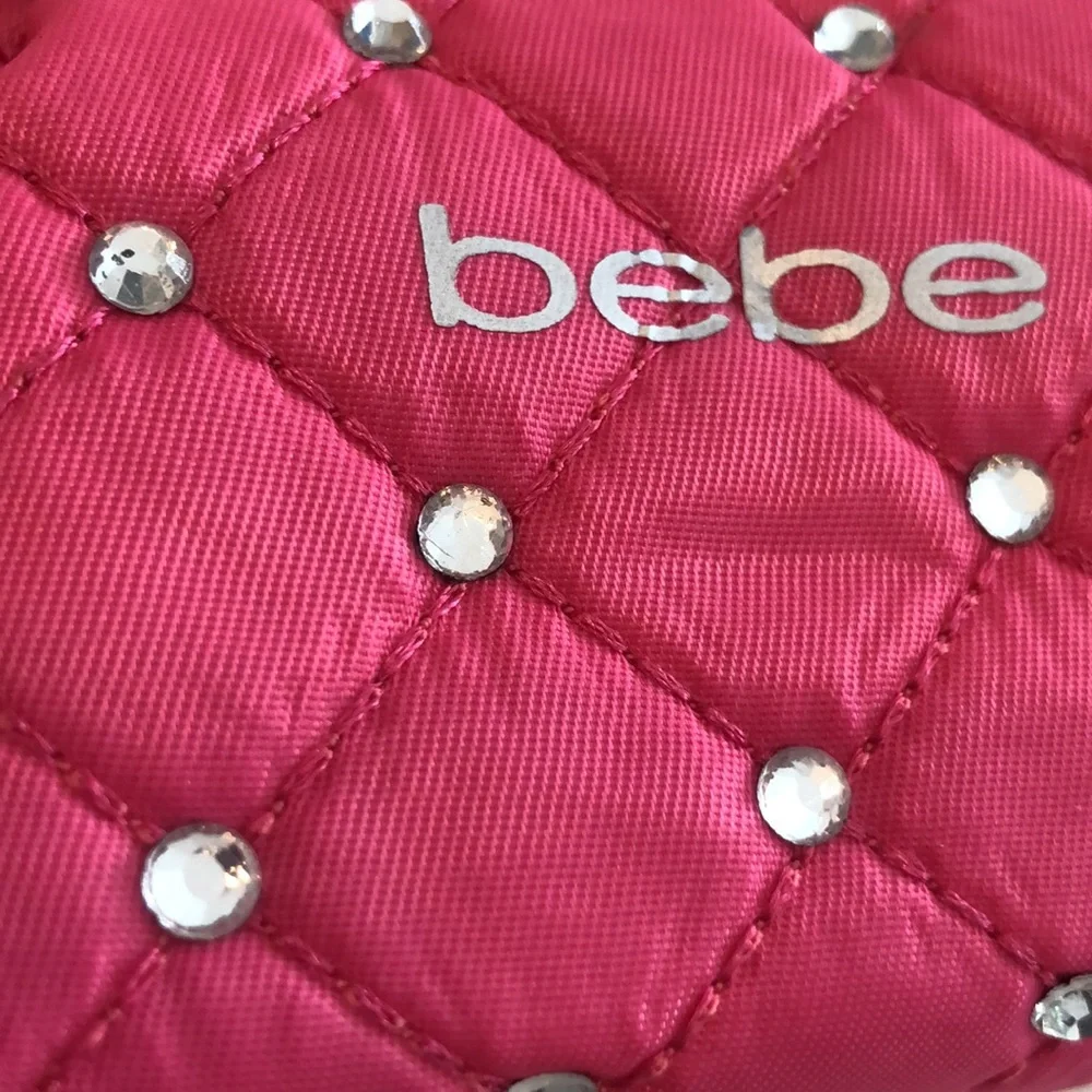 Bebe nwt 4 x 3 hot pink Barbie Barbiecore quilted rhinestone pill case organizer - Picture 2 of 2